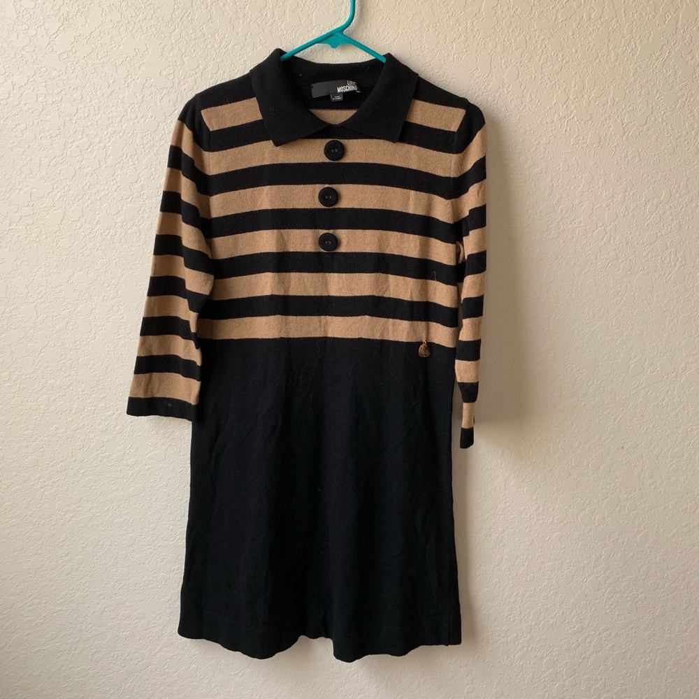 Love Moschino wool cashmere blend Striped long sleeve dress